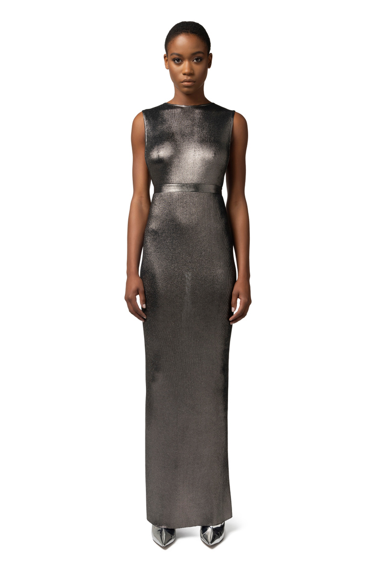 Red carpet dress in laminated viscose fabric with necklace - Dresses | Elisabetta Franchi® Outlet