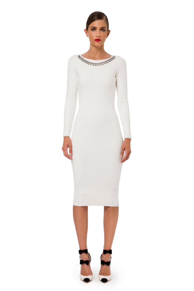 Knit sheath dress with necklace - Knitted dresses | Elisabetta Franchi® Outlet