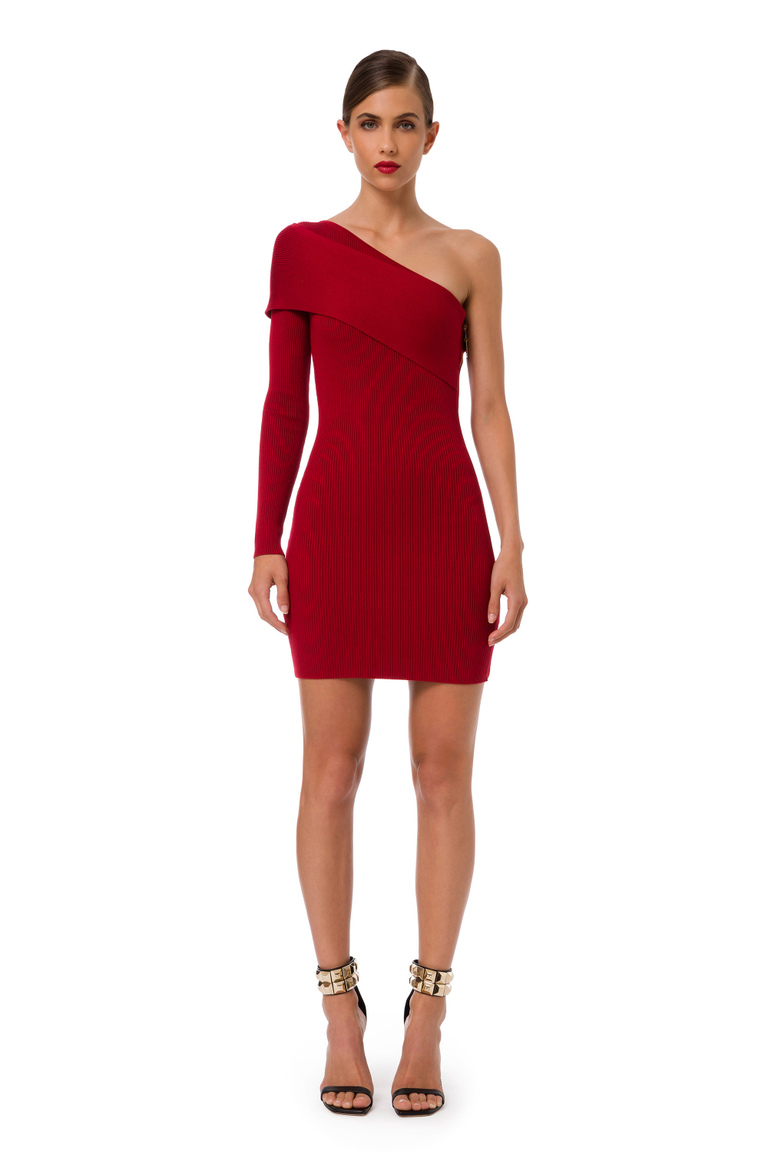 One-shoulder knit dress with side zip - New Now | Elisabetta Franchi® Outlet