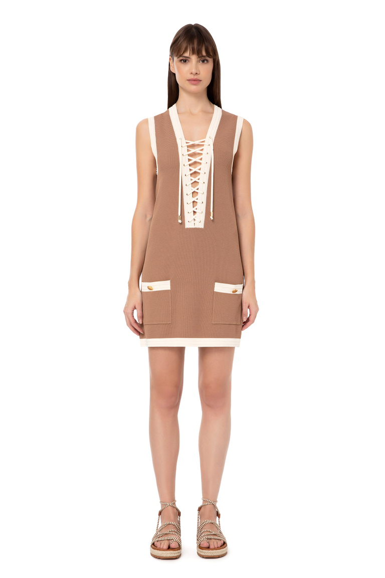 Boxy-Kleid aus Piqué - Strickkleider | Elisabetta Franchi® Outlet