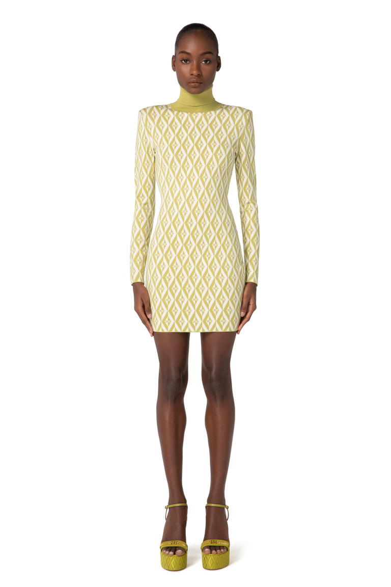 Diamond-patterned knit mini-dress - New collection | Elisabetta Franchi® Outlet