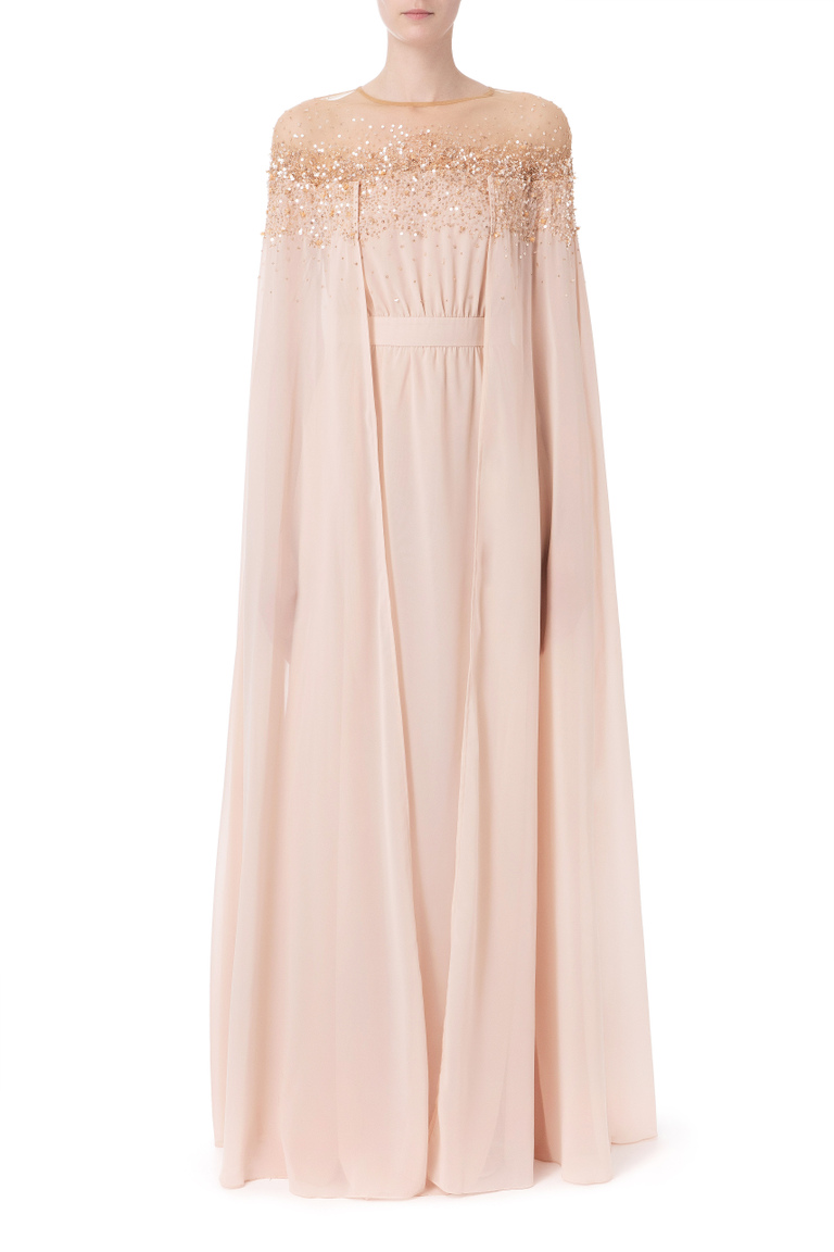 Cape gown with paillettes - Dresses | Elisabetta Franchi® Outlet