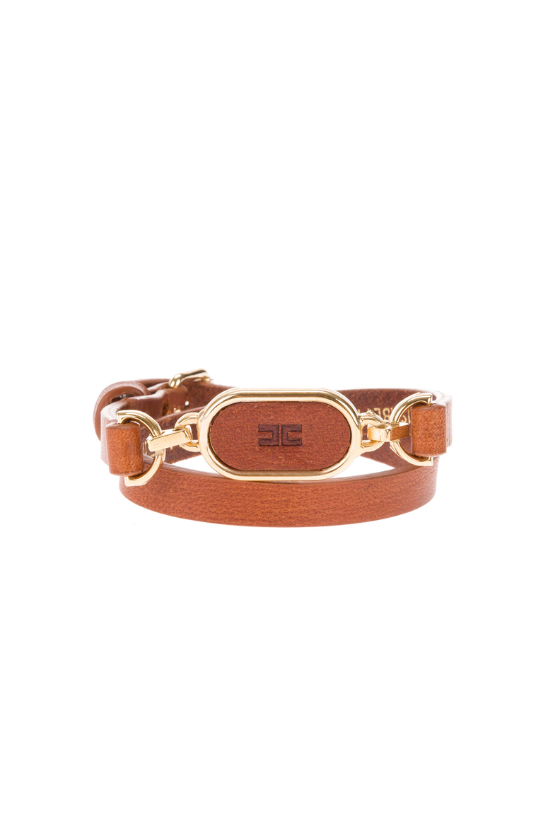 Leather bracelet with plaque - Jewels | Elisabetta Franchi® Outlet
