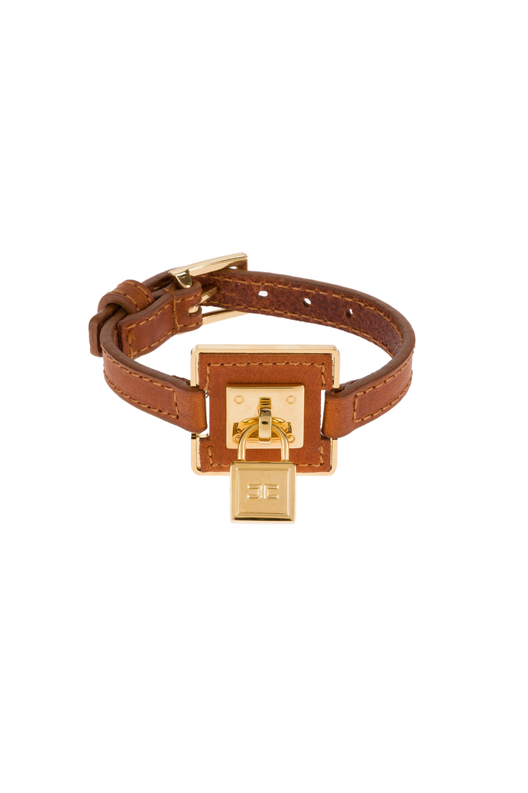 Armband aus Leder mit Vorhängeschloss - Accessories | Elisabetta Franchi® Outlet