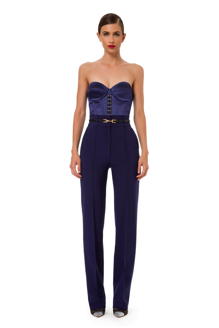 Bustier bodysuit in satin fabric with studs - Bodysuits | Elisabetta Franchi® Outlet