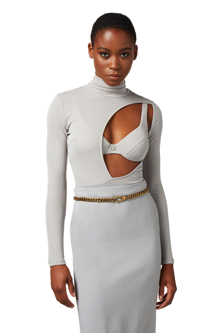 Body aus Jersey mit Cut-out und BH - Bodysuits | Elisabetta Franchi® Outlet