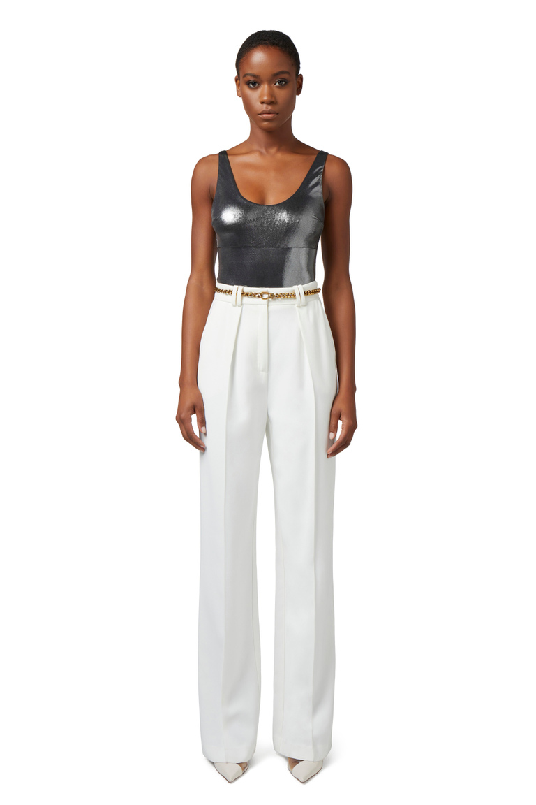 Body aus laminiertem Jersey mit Logo-Print - Bodysuits | Elisabetta Franchi® Outlet