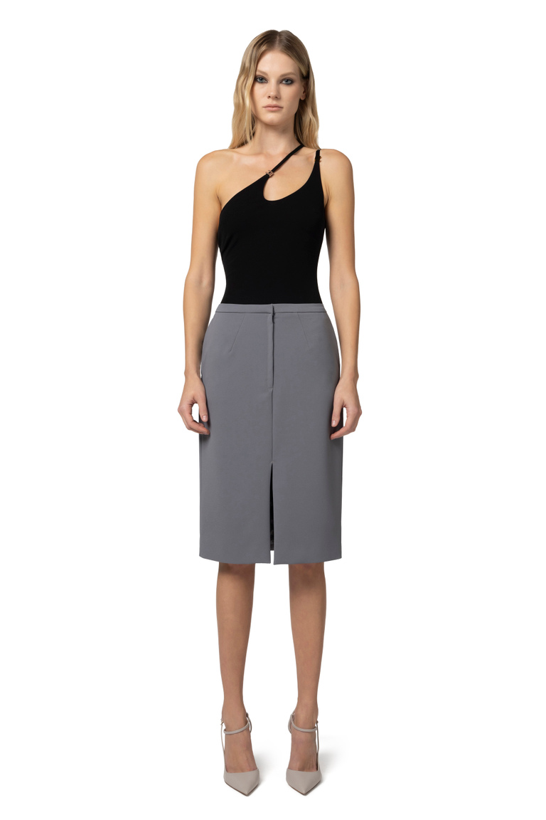 Body aus Jersey mit asymmetrischem Ausschnitt - Bodysuits | Elisabetta Franchi® Outlet