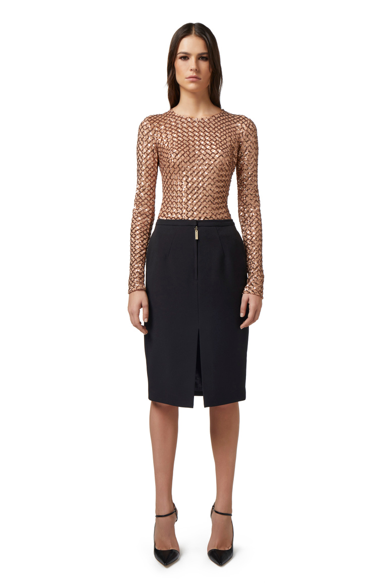Body mit Pailletten mit Chevron-Motiv - Bodysuits | Elisabetta Franchi® Outlet
