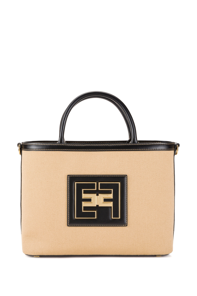 Medium utility shopper bag in canvas - Bags | Elisabetta Franchi® Outlet