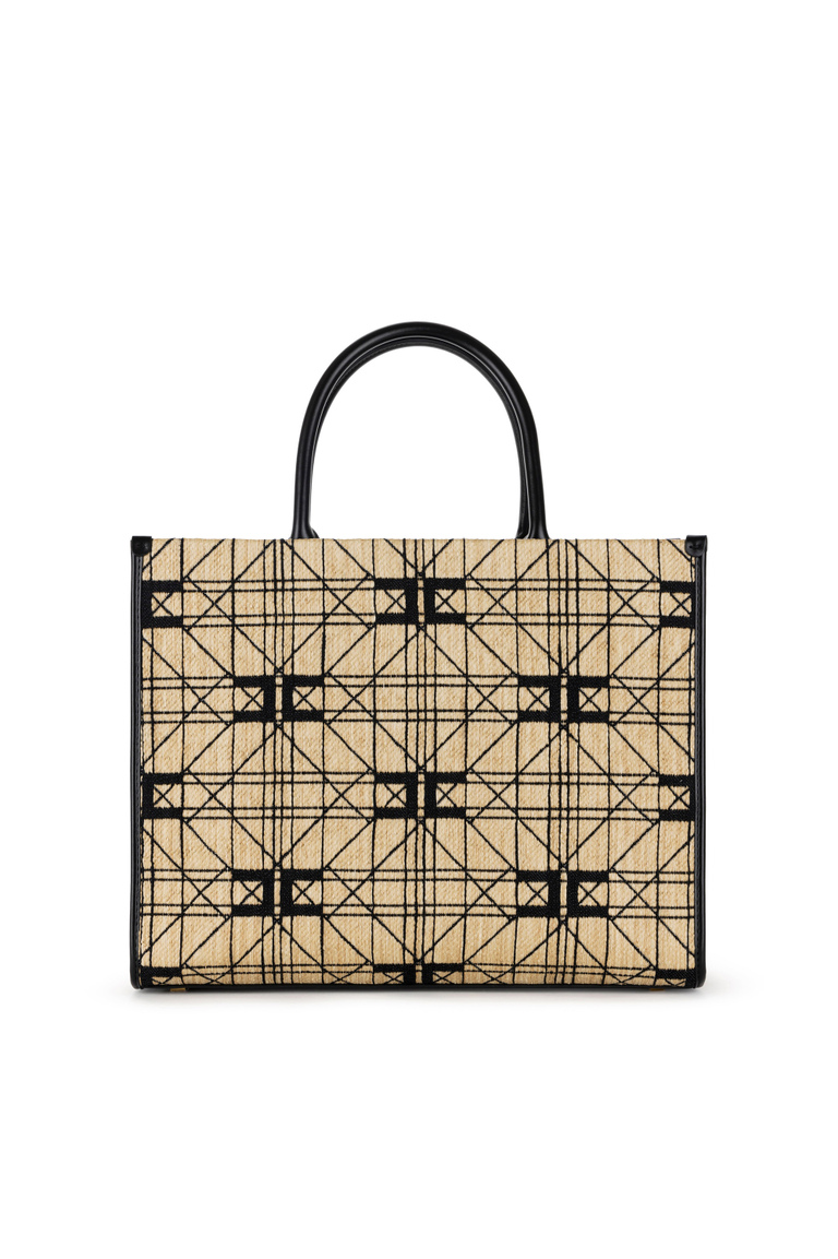 Large shopper bag in raffia - Hand Bags | Elisabetta Franchi® Outlet