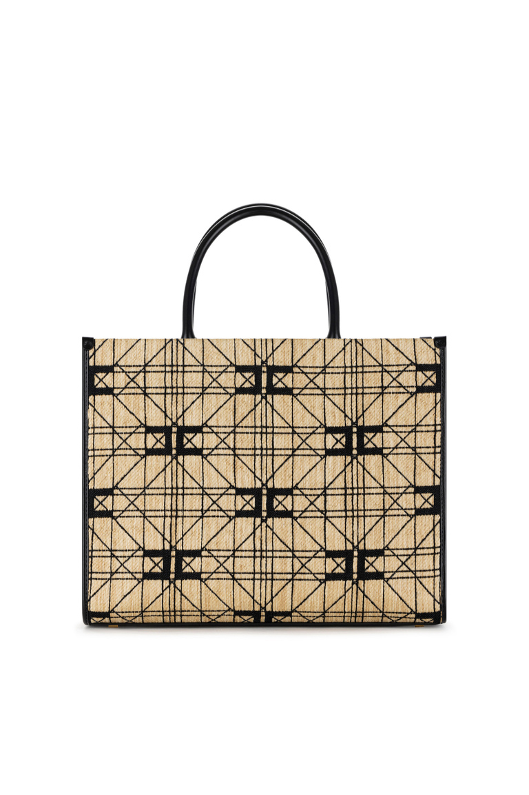 Large shopper bag in raffia - Hand Bags | Elisabetta Franchi® Outlet