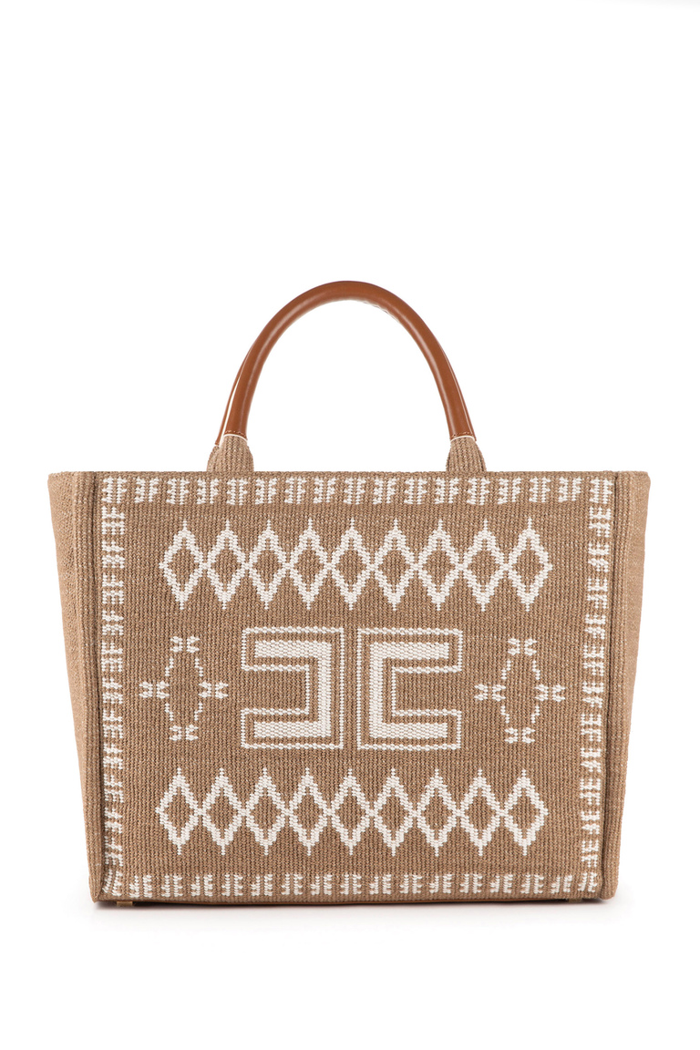 Large canvas shopper bag - Bags | Elisabetta Franchi® Outlet