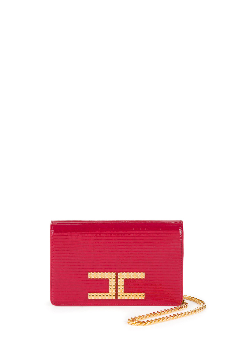 Lizard effect shoulder bag with gold logo - Strap Bags | Elisabetta Franchi® Outlet