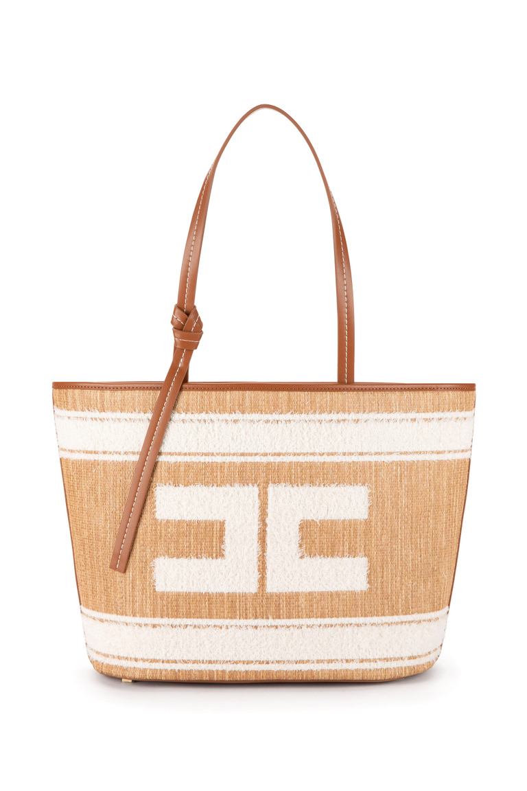 Large east-west raffia shopper bag - Bags | Elisabetta Franchi® Outlet