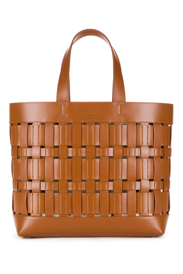 Large woven shopper bag - Hand Bags | Elisabetta Franchi® Outlet