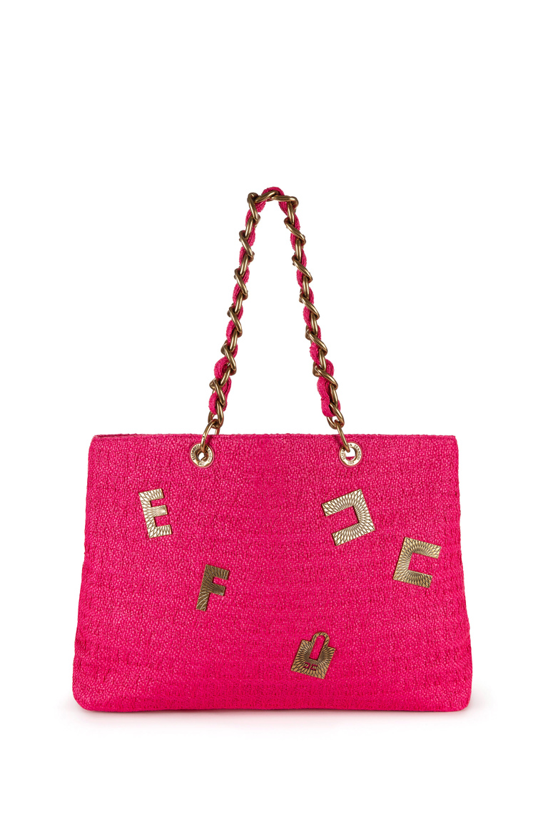 Large hobo bag in raffia - Bags | Elisabetta Franchi® Outlet