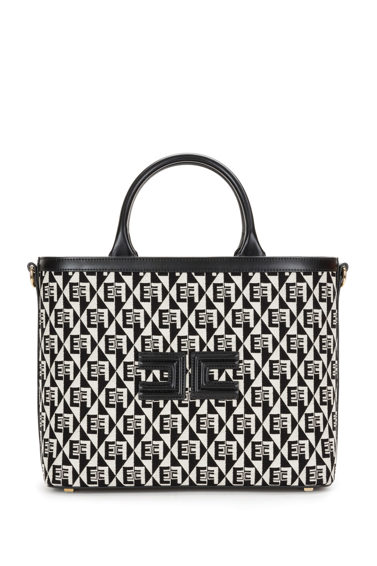 Shopper bag with jacquard diamond print to be carried in hand - Hand Bags | Elisabetta Franchi® Outlet