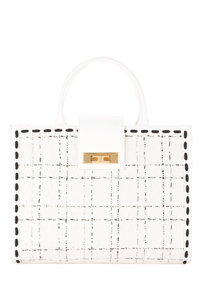 Handbag in bouclé fabric - Bags | Elisabetta Franchi® Outlet