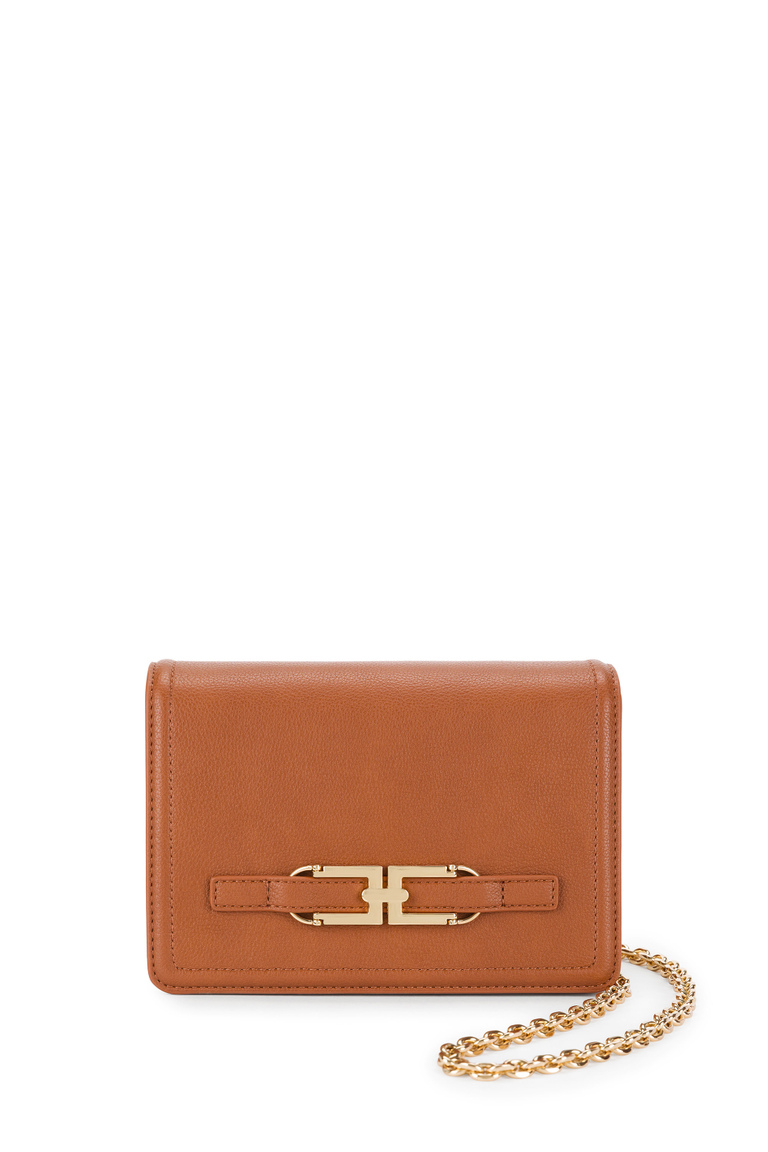 Shoulder bag with gold chain and logo - Shoulder Bags | Elisabetta Franchi® Outlet