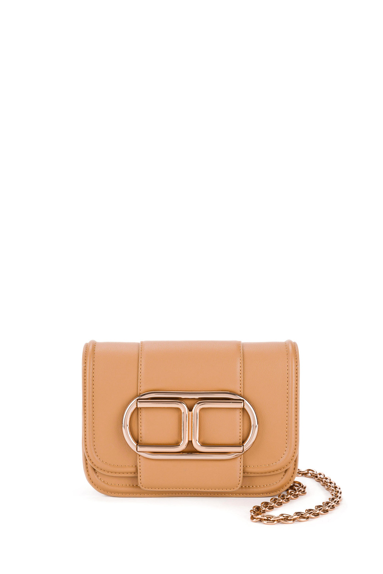 Mini clutch bag with chain shoulder strap and maxi logo - Shoulder Bags | Elisabetta Franchi® Outlet