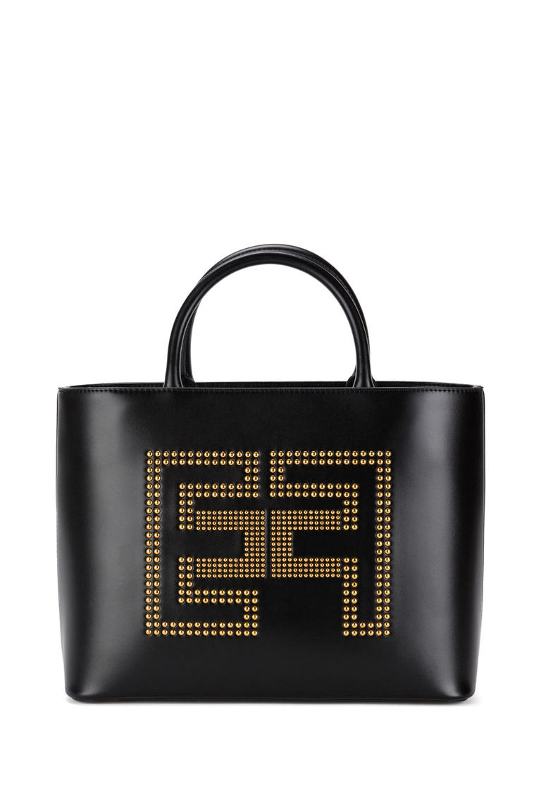 Shopper bag with studded logo - Bags | Elisabetta Franchi® Outlet