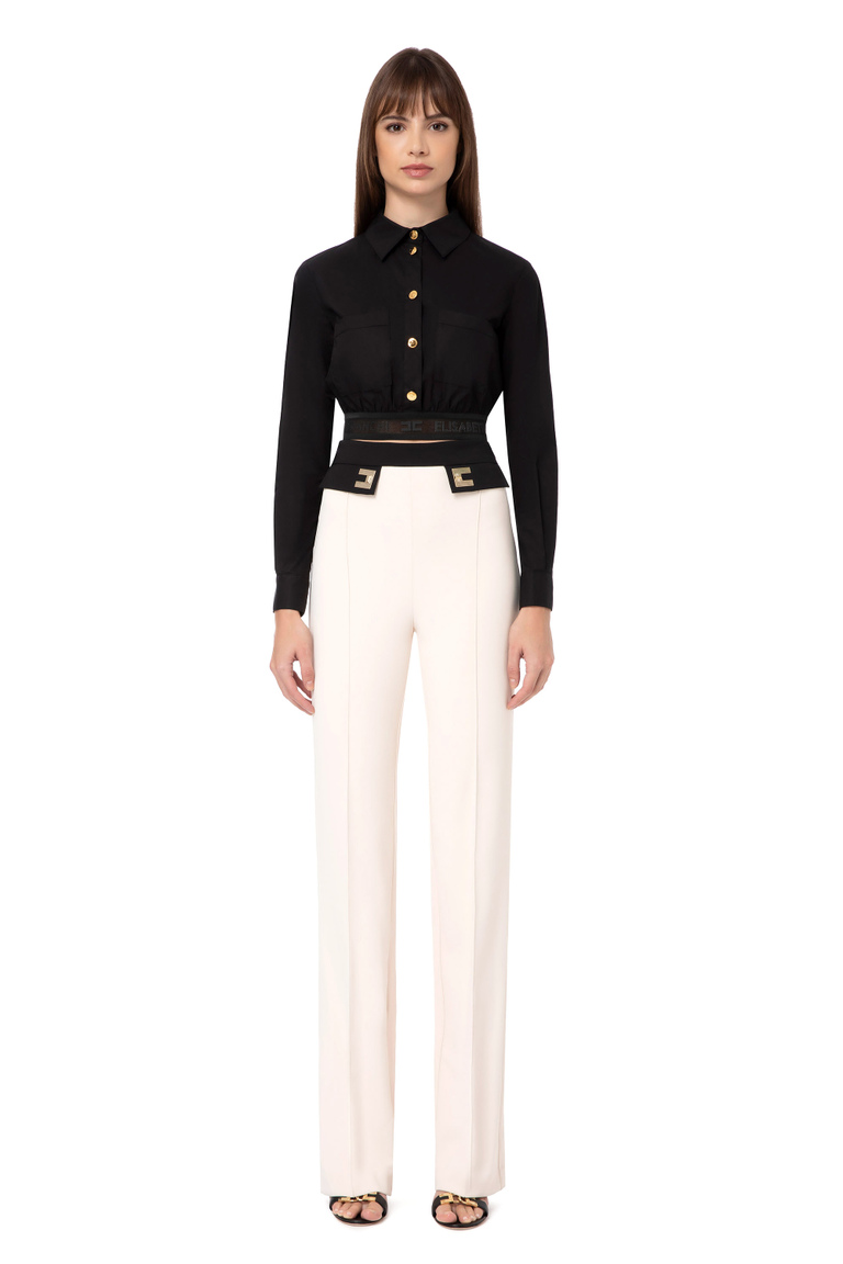 Cropped poplin shirt - Shirts and Blouses | Elisabetta Franchi® Outlet