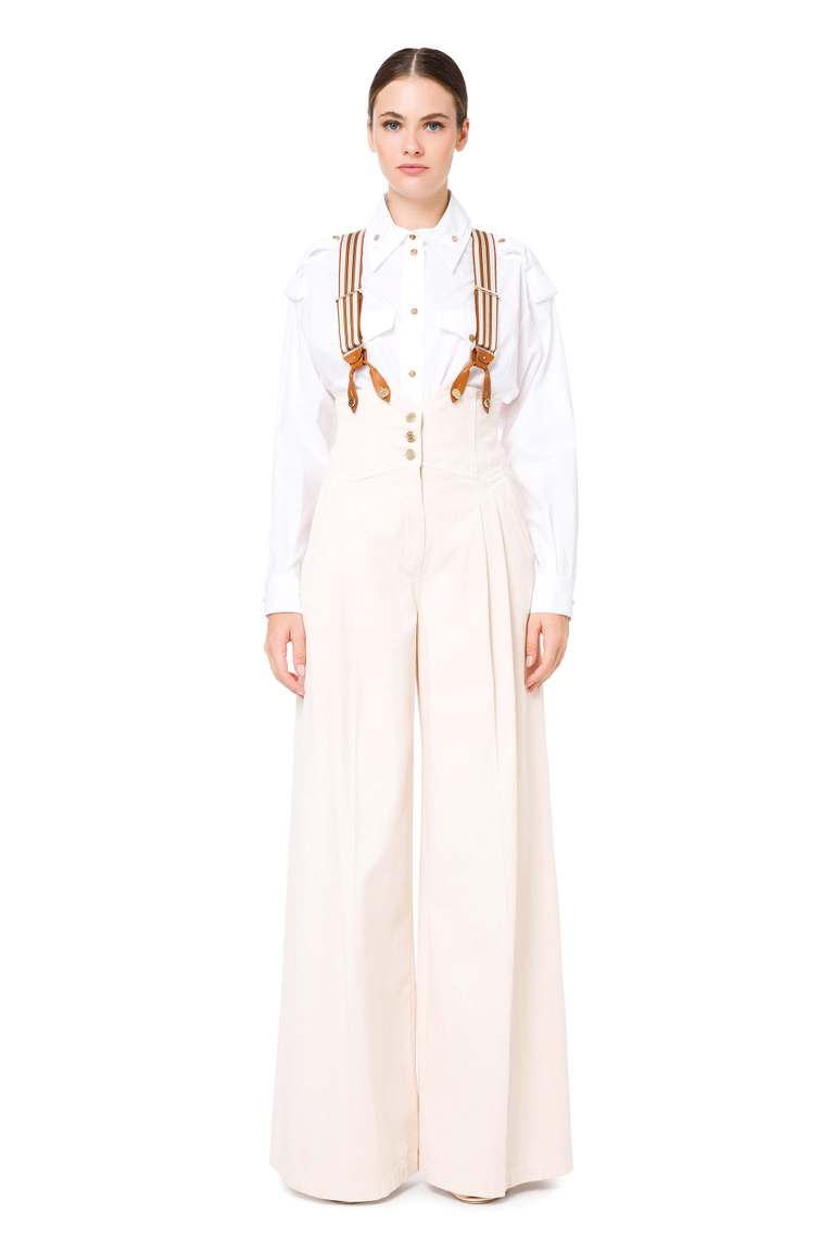 Long safari shirt with gold buttons - Shirts and Blouses | Elisabetta Franchi® Outlet