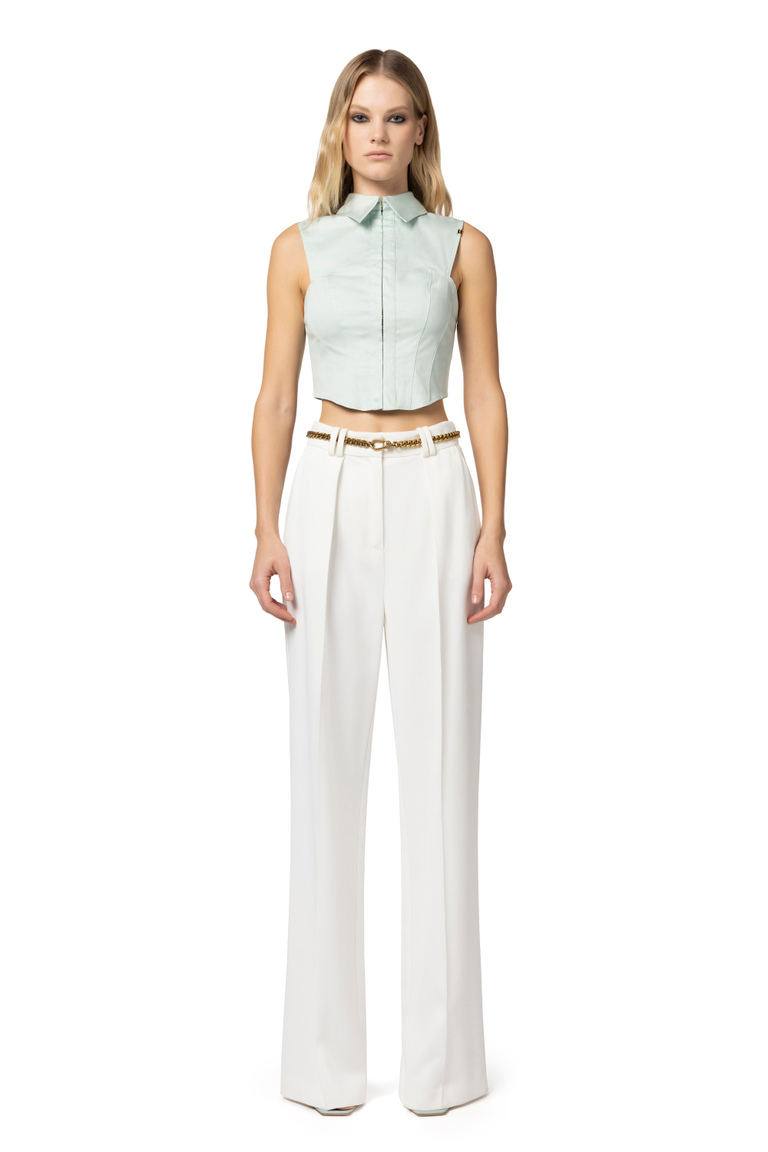 Cotton poplin bustier-style shirt - Shirts | Elisabetta Franchi® Outlet
