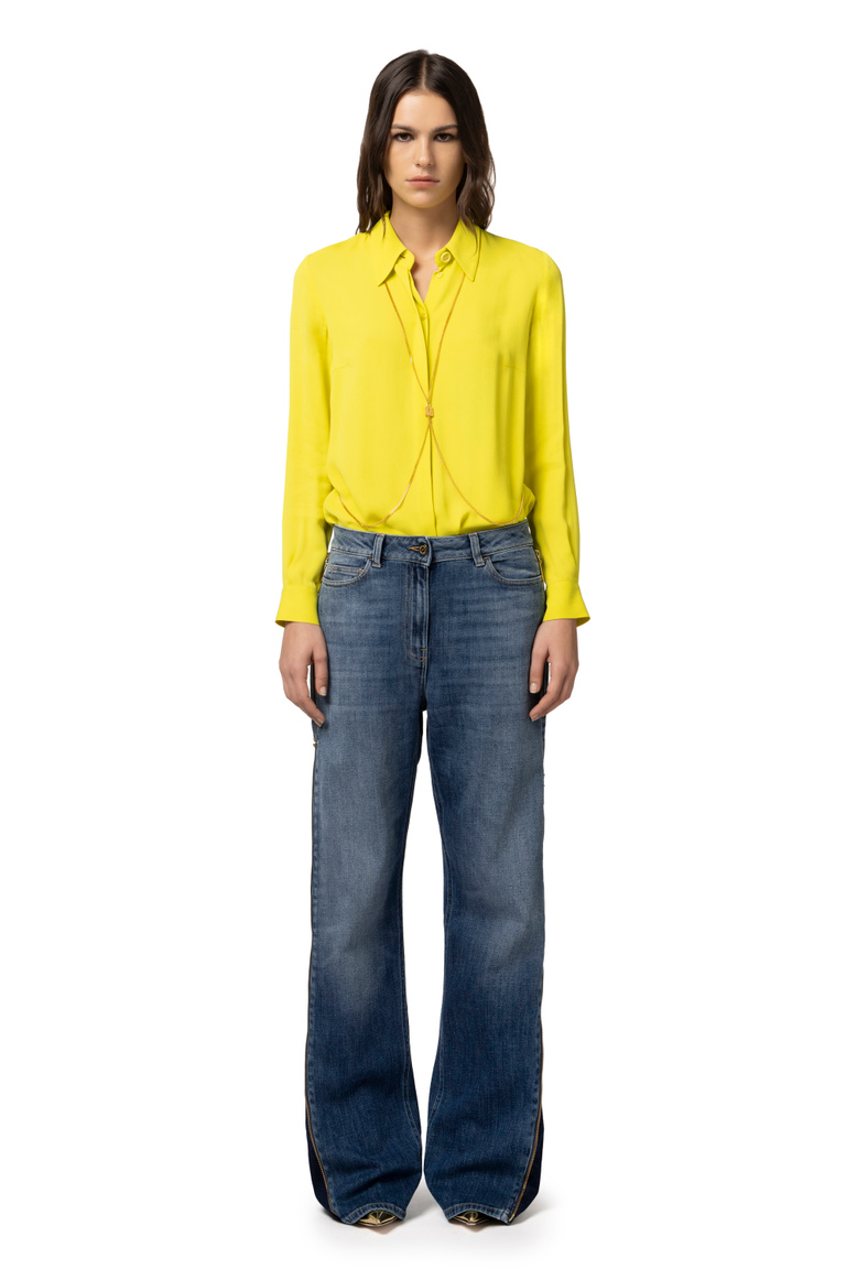Blouse in viscose georgette fabric with body chain - Apparel | Elisabetta Franchi® Outlet