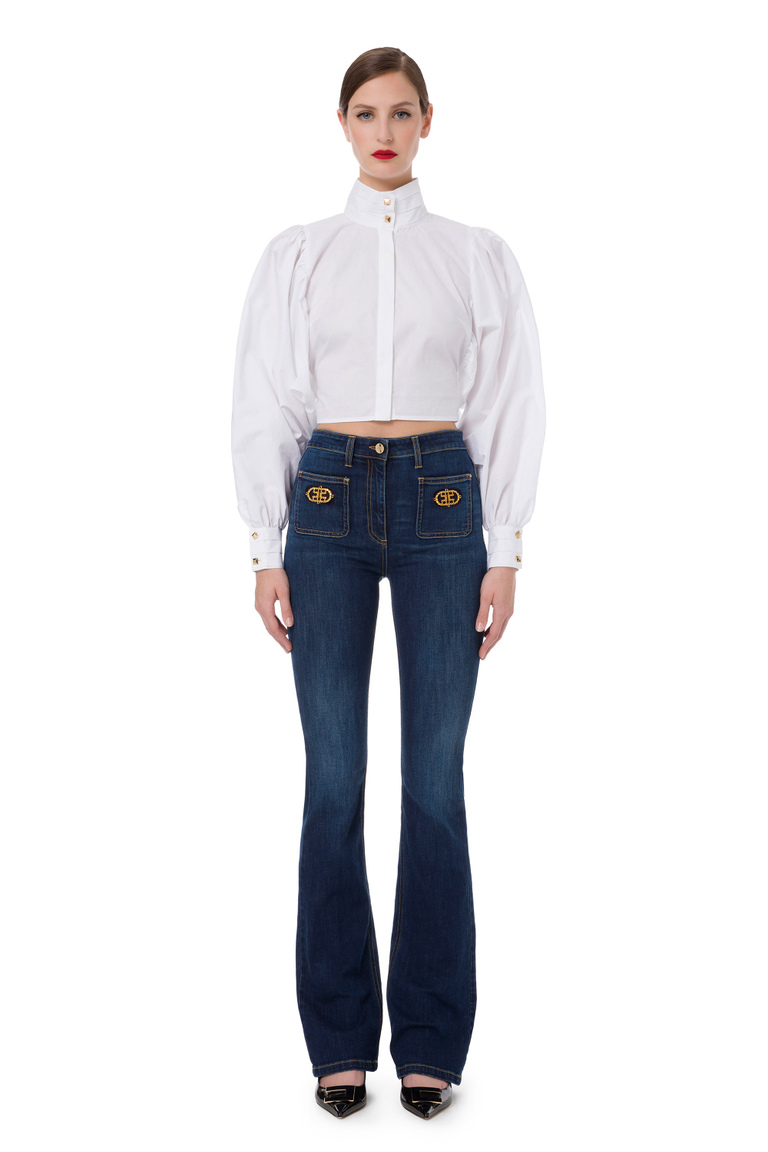Short shirt with maxi bow on the back - Shirts and Blouses | Elisabetta Franchi® Outlet