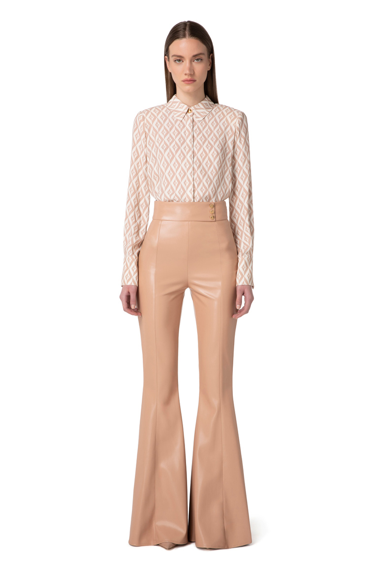 Blouse in viscose with diamond print - Shirts and Blouses | Elisabetta Franchi® Outlet