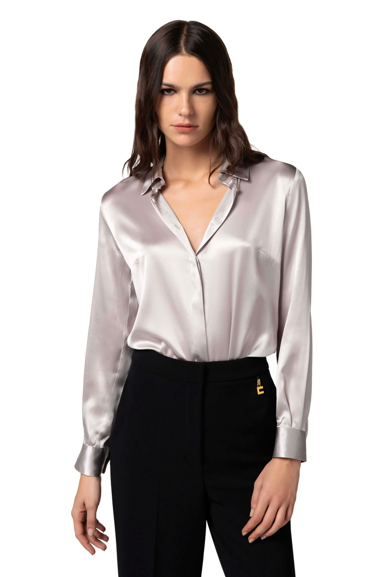 Silk satin straight blouse - Shirts and Blouses | Elisabetta Franchi® Outlet
