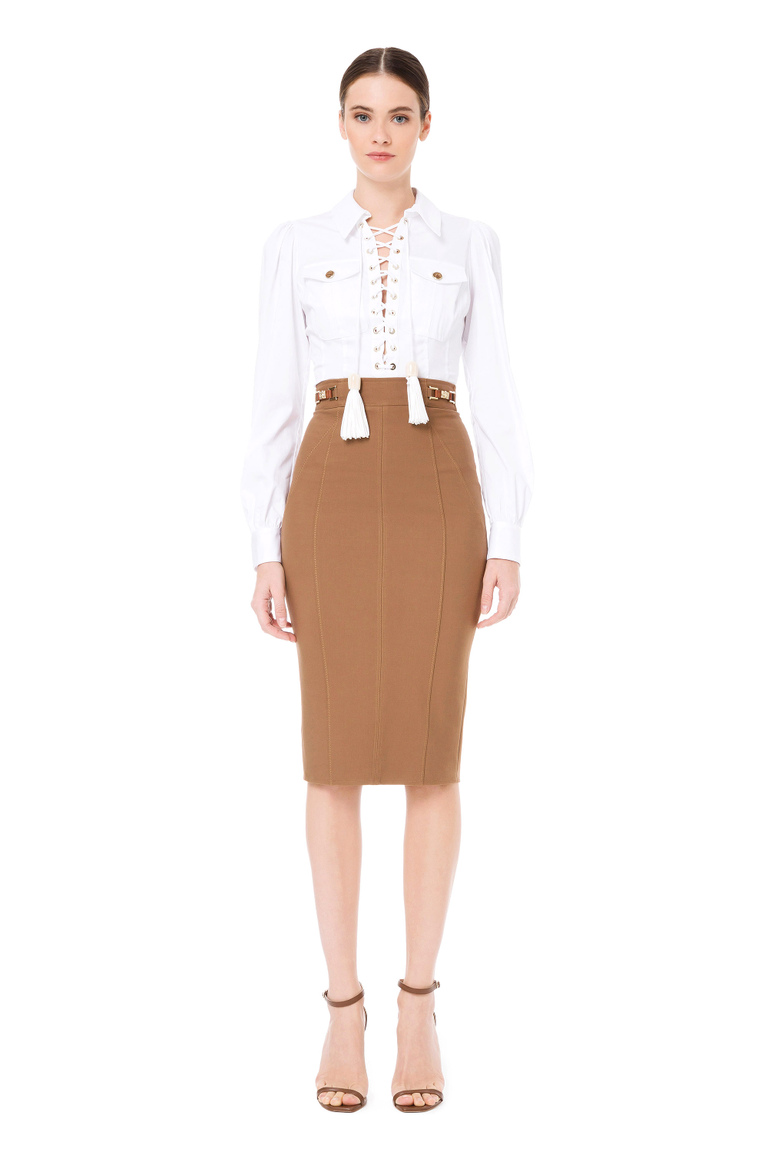 Long-sleeved blouse with criss-cross - Shirts and Blouses | Elisabetta Franchi® Outlet