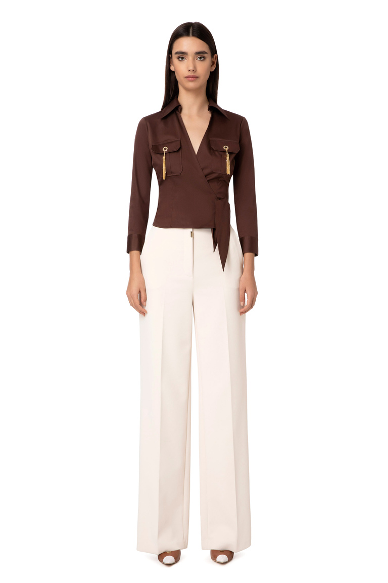 Crossover shirt with pockets and tassels - Shirts and Blouses | Elisabetta Franchi® Outlet