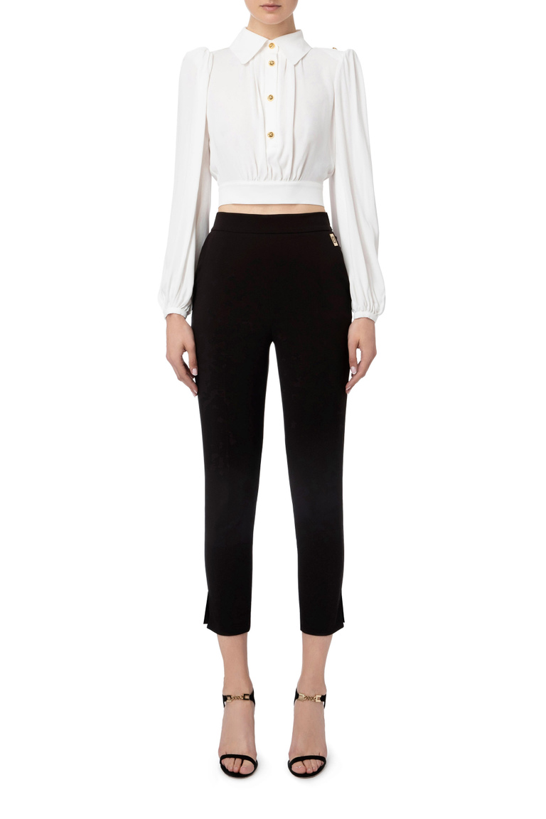 Short blouse with puff sleeves - Shirts and Blouses | Elisabetta Franchi® Outlet