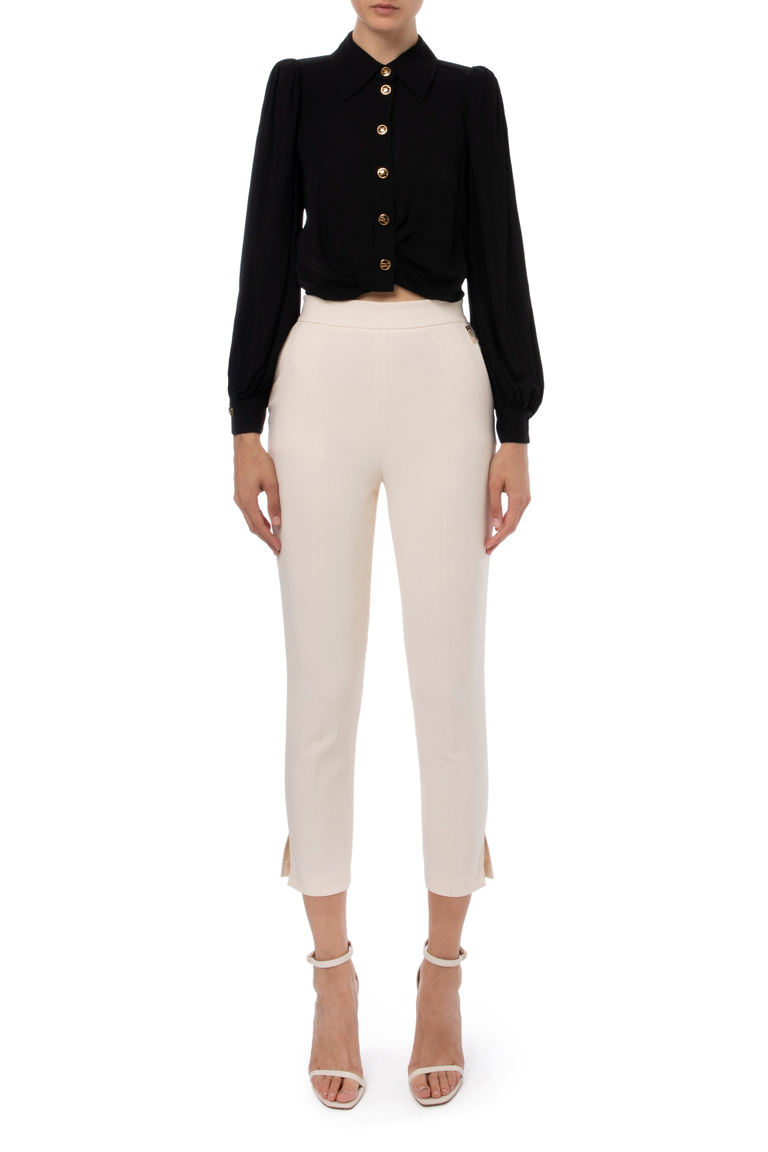 Kurze Hemdbluse mit Knotenmotiv - Topwear | Elisabetta Franchi® Outlet