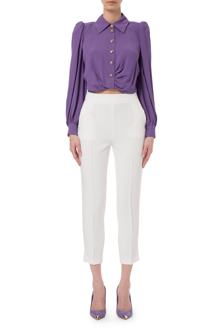 Short blouse with knot pattern - Best Seller | Elisabetta Franchi® Outlet