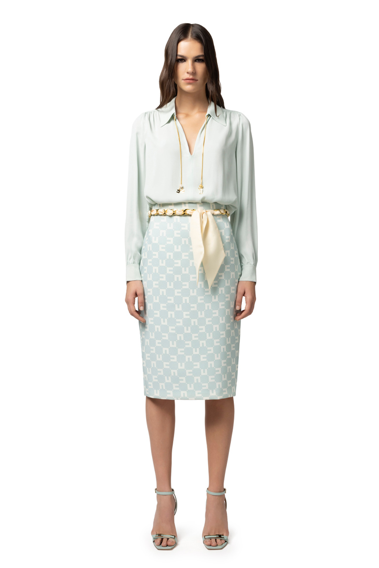 Camicia in georgette di viscosa con accessorio sul collo - Camicie e bluse | Elisabetta Franchi® Outlet