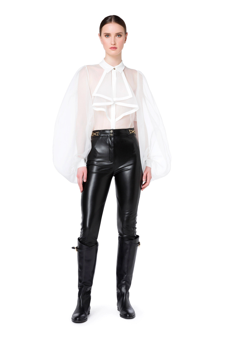 Elisabetta Franchi bodysuit-style blouse in organza fabric - Bodysuits | Elisabetta Franchi® Outlet