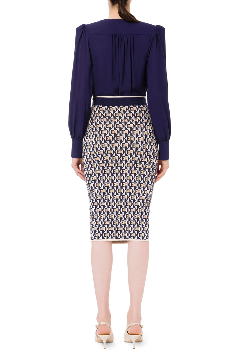 Blusenbody im Wickel-Design aus Georgette - Body Shirt | Elisabetta Franchi® Outlet