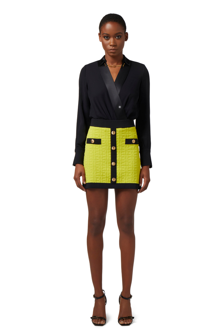 Wickel-Blusenbody aus Viskose-Georgette - Bodysuits | Elisabetta Franchi® Outlet