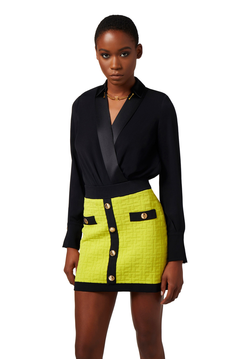 Wickel-Blusenbody aus Viskose-Georgette - Body Shirt | Elisabetta Franchi® Outlet