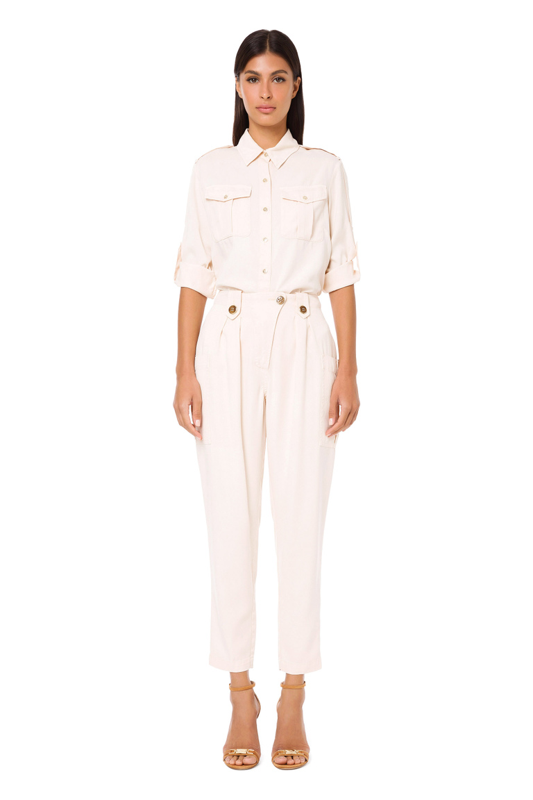 Safari shirt with 3/4 length sleeves - Shirts and Blouses | Elisabetta Franchi® Outlet