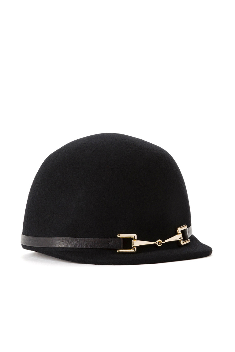Riding hat with gold logo - Hats And Scarves | Elisabetta Franchi® Outlet