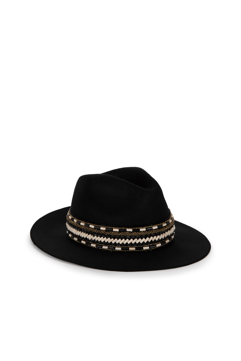 Wool felt hat with narrow brim - Hats and Gloves | Elisabetta Franchi® Outlet