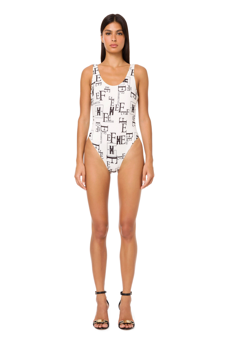 One-piece swimsuit with lettering print - Beachwear | Elisabetta Franchi® Outlet