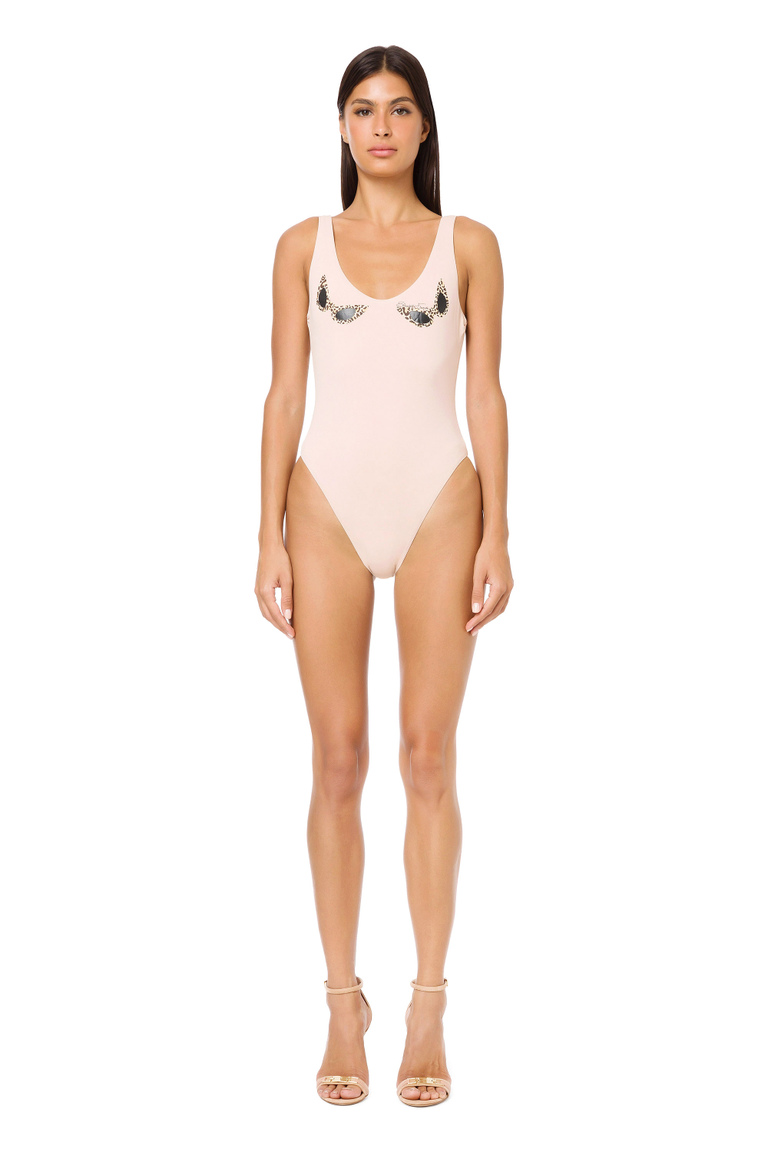 Elisabetta Franchi one-piece swimsuit with glasses print - Beachwear | Elisabetta Franchi® Outlet