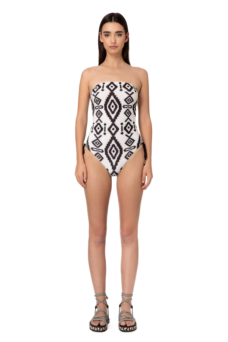 Rhombus print one-piece swimsuit - Beachwear | Elisabetta Franchi® Outlet