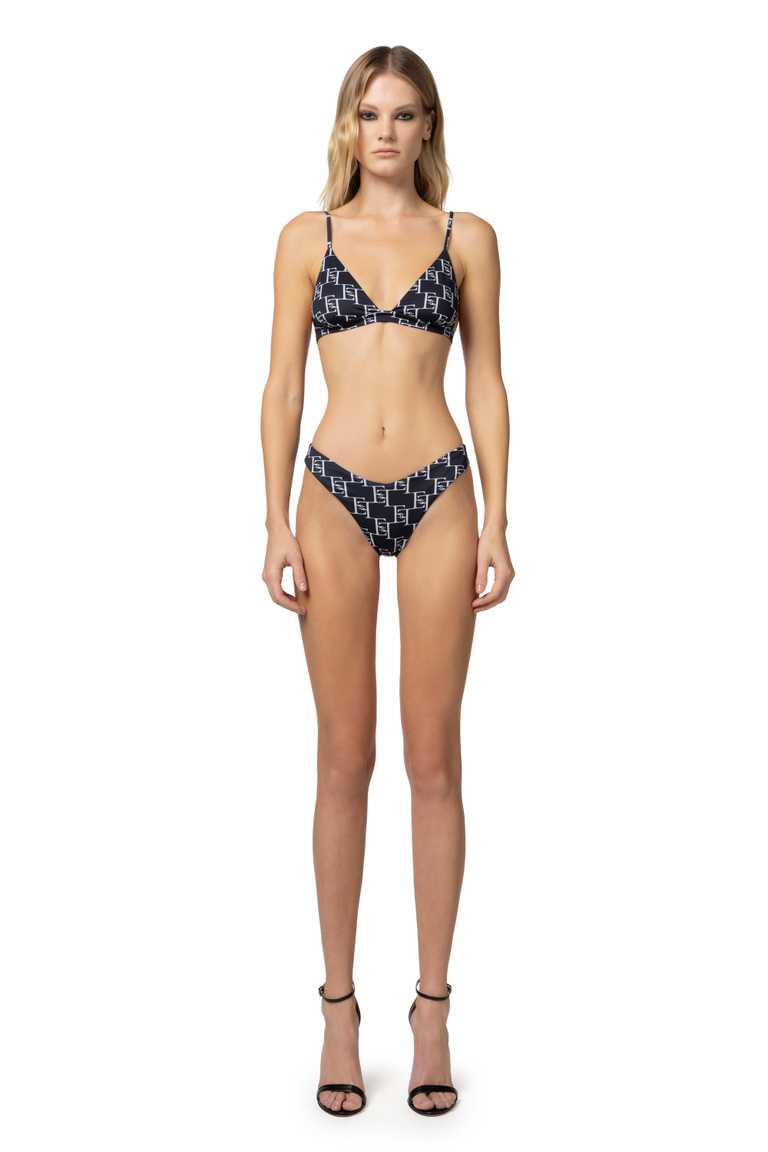 Two-piece Lycra swimsuit with logo print - Beachwear | Elisabetta Franchi® Outlet